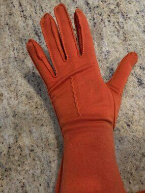 Vintage Womens Size L/XL Orange Nylon Formal Gloves